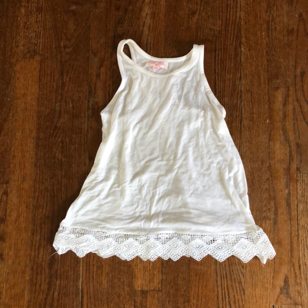 White Lace Trim Girls Tank Top